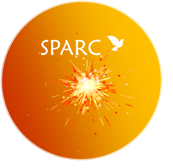 Orange ball with flare and word SPARC