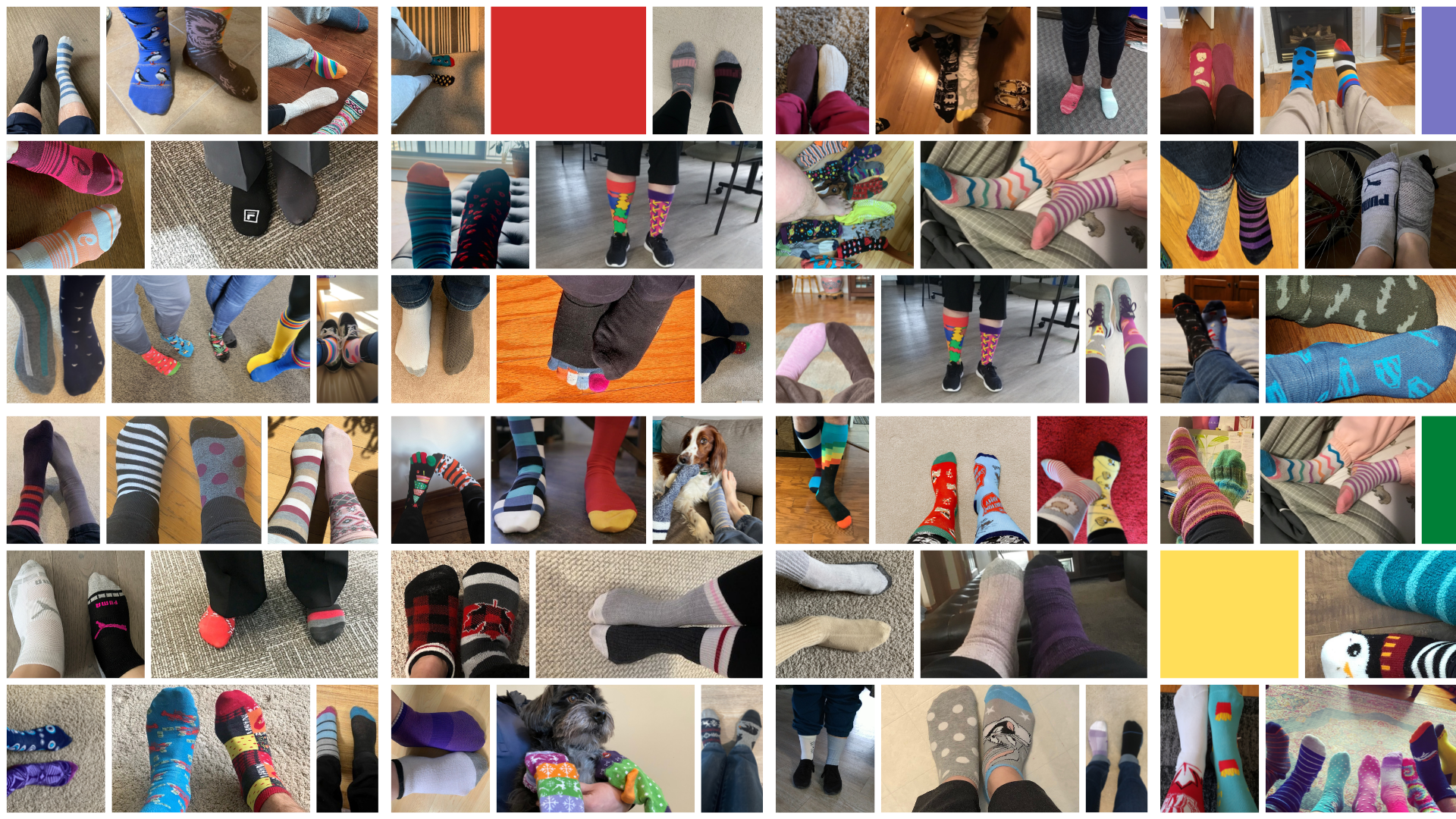 Lots and lots of colourful mismatched socks