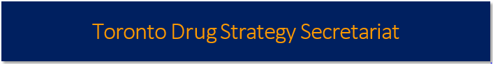 gold text on blue background [text] Toronto Drug Strategy Secretariat